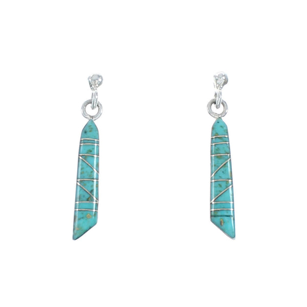 Sterling Silver And Turquoise Southwestern Post Dangle Earrings TX10296